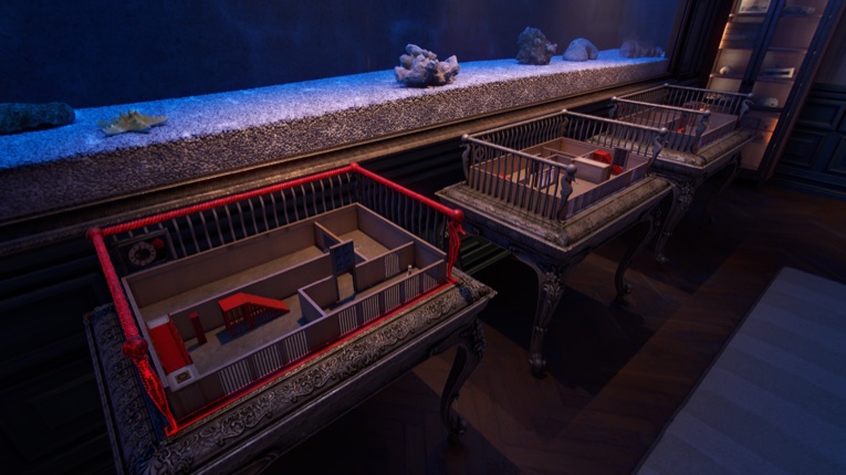 Aquarium chess puzzle scene